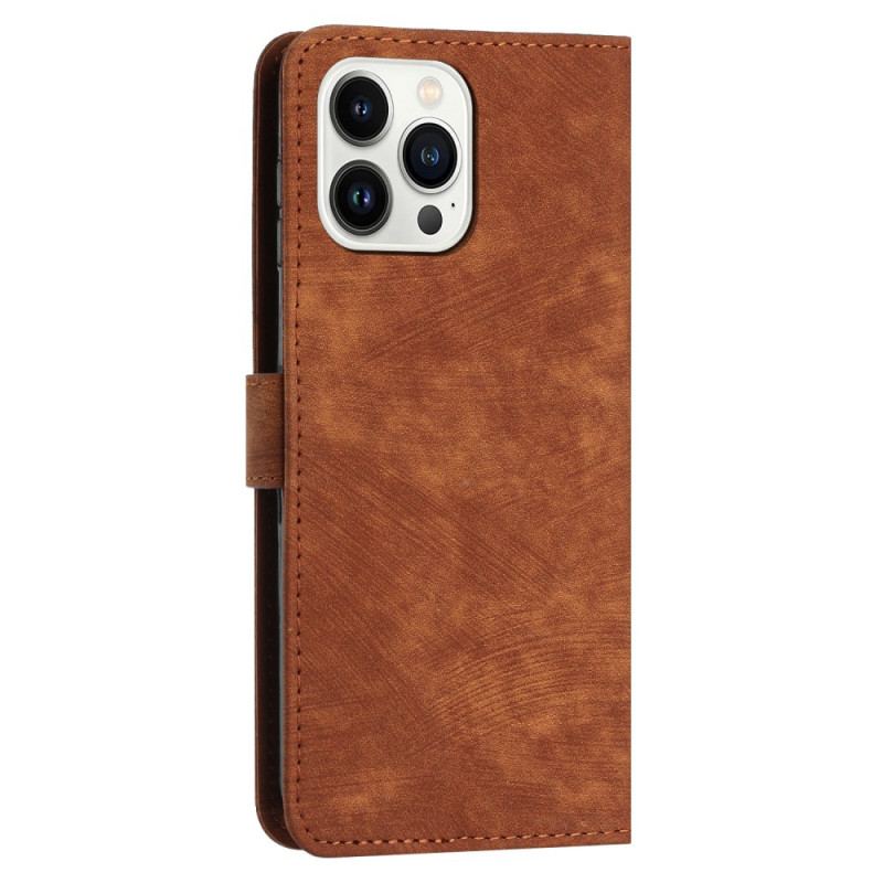 Etui Folio iPhone 16 Pro Wzór W Linie Z Efektem Zamszu Etui Ochronne