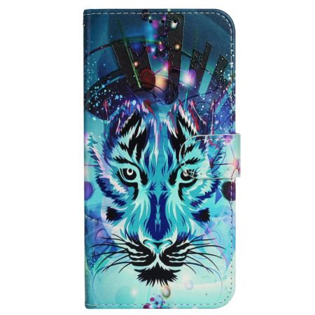 Etui Folio iPhone 16 Pro Wzór Wilka Z Paskiem Etui Ochronne