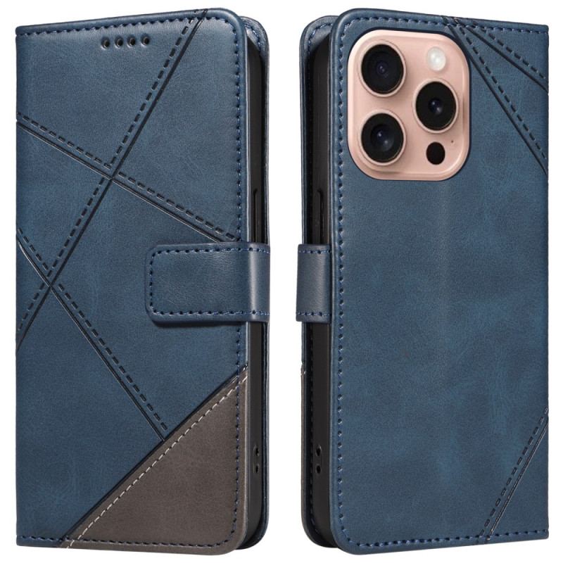 Etui Folio iPhone 16 Pro Wzory Geometryczne Z Paskiem