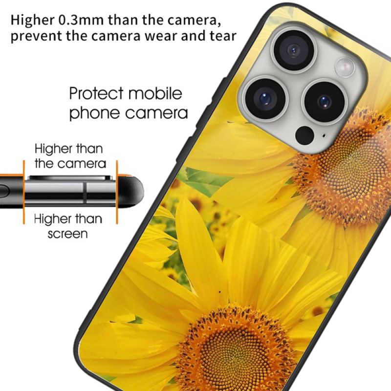 Etui iPhone 16 Pro Szkło Hartowane W Kształcie Słonecznika Etui Ochronne