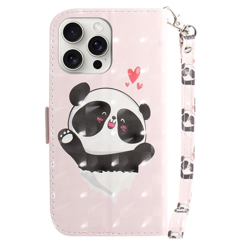 Obudowa iPhone 16 Pro Etui Na Telefon Miłość Panda Z Paskiem