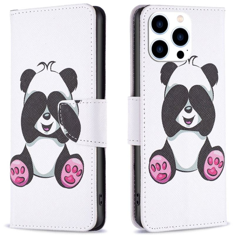 Skórzany Futerał iPhone 16 Pro Etui Na Telefon Panda