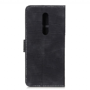 Etui Folio do OnePlus 8 Croc Effect Sztuczna Skóra