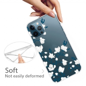 Etui do iPhone 13 Pro Anti-fall Białe Kwiaty