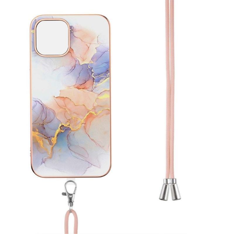 Etui do iPhone 13 Pro ze Sznurkiem Kolorowy Marmur