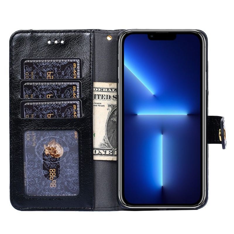 Etui Folio do iPhone 13 Pro Obrzeża Skóra Ekologiczna Portmonetka