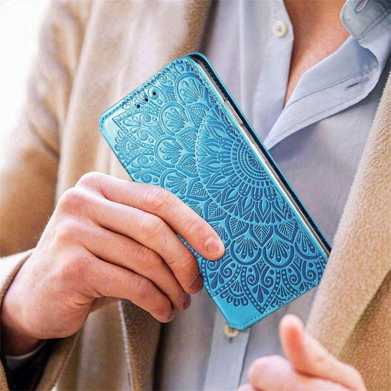 Skórzany Futerał do iPhone 13 Pro Anti-fall Etui Folio Flip Chic Mandala