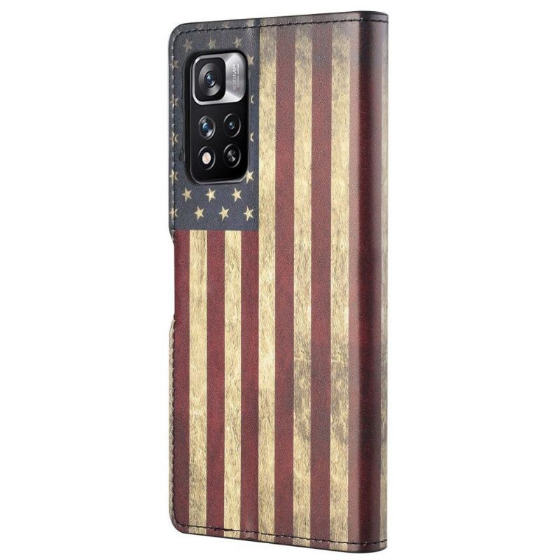 Skórzany Futerał do Xiaomi Redmi Note 11 Pro / 11 Pro 5G Anti-fall Vintage American Flag