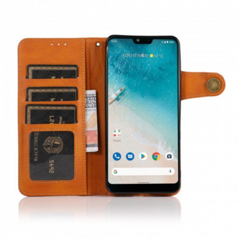 Etui Folio do Moto G60S Guzik Khazneh Ze Sztucznej Skóry