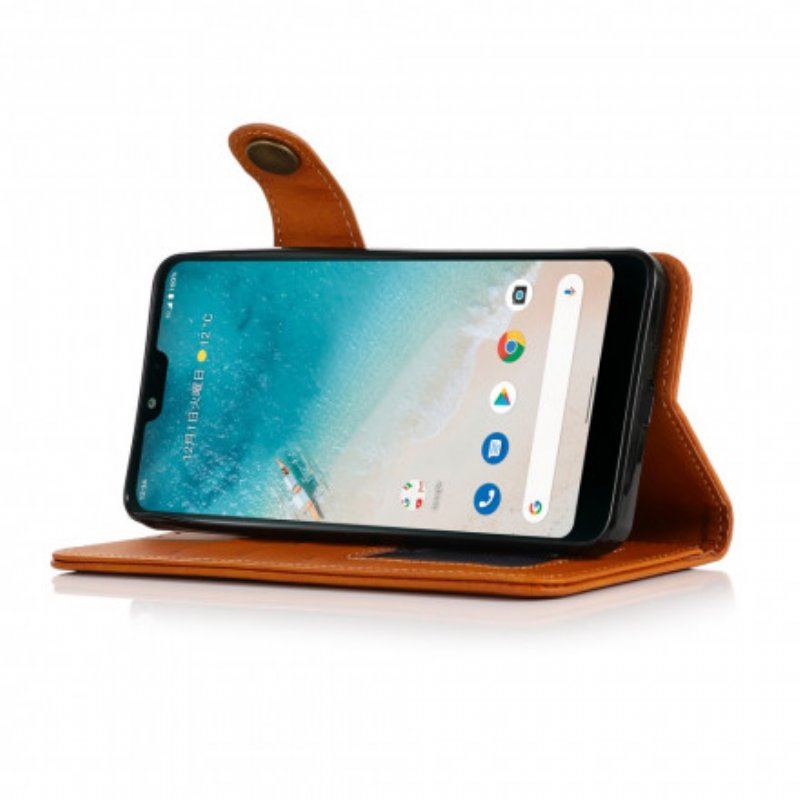 Etui Folio do Moto G60S Guzik Khazneh Ze Sztucznej Skóry