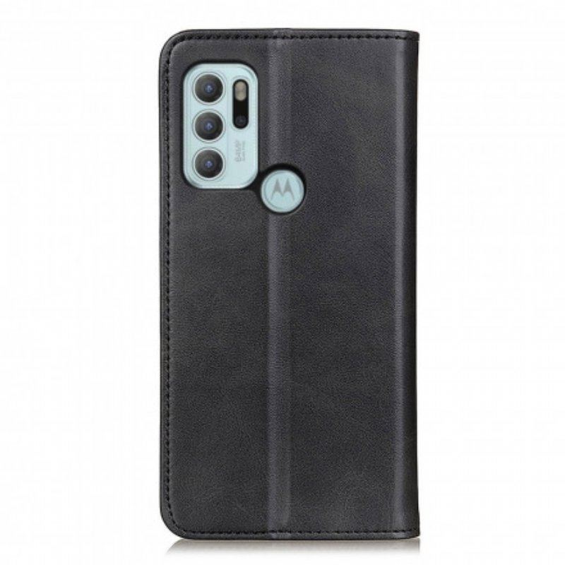 Etui Na Telefon do Moto G60S Etui Folio Matowa Skóra Dwoinowa