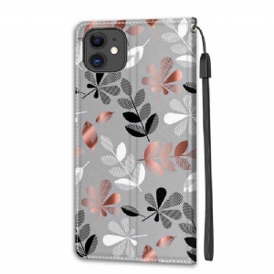 Etui Folio do iPhone 11 Classic Ilustracja Dzikie Liście