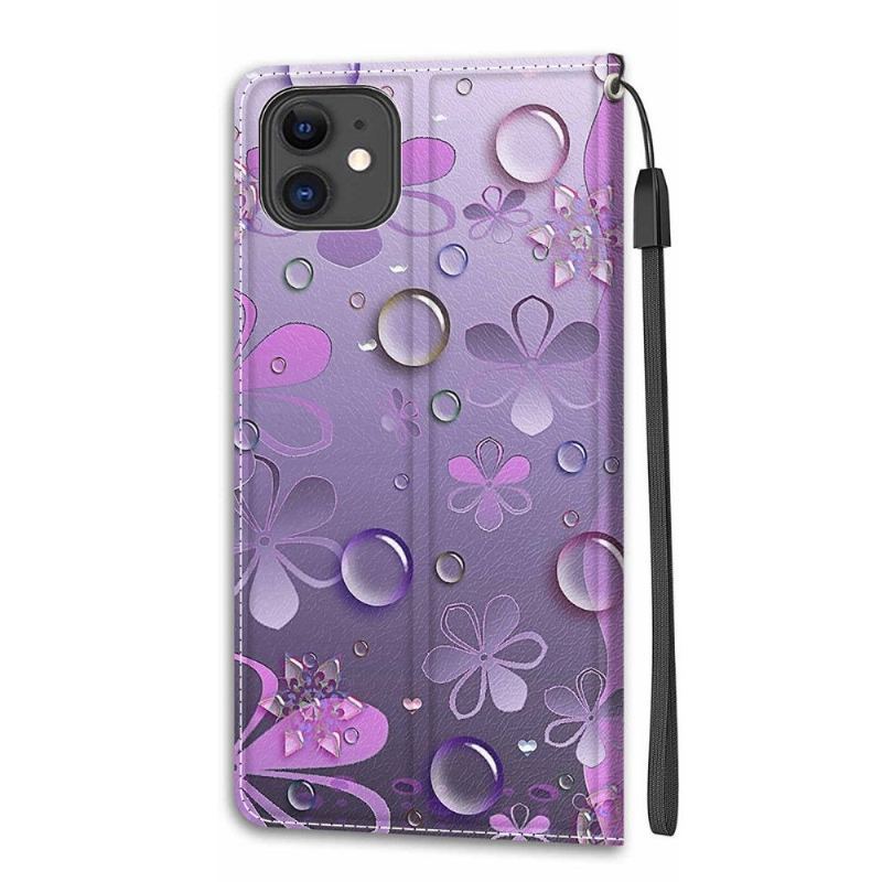 Etui Folio do iPhone 11 Fioletowe Kwiaty Ilustracja