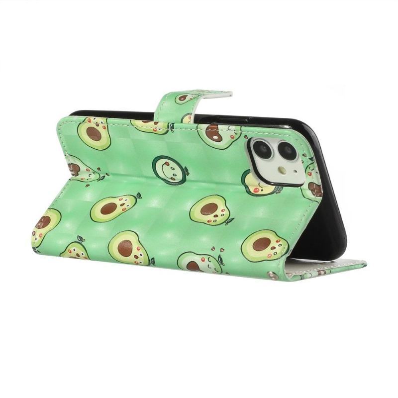 Etui Folio do iPhone 11 Obrzeża Kawaii Awokado + Pasek Na Ramię