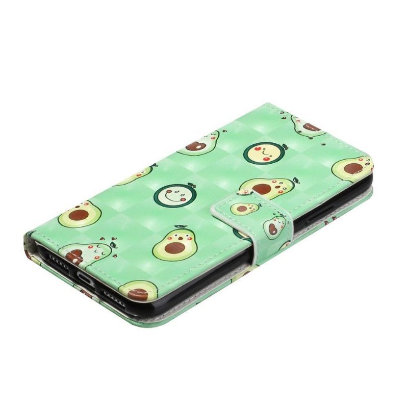 Etui Folio do iPhone 11 Obrzeża Kawaii Awokado + Pasek Na Ramię