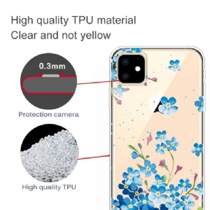 Futerały do iPhone 11 Przezroczyste Niebieskie Kwiaty