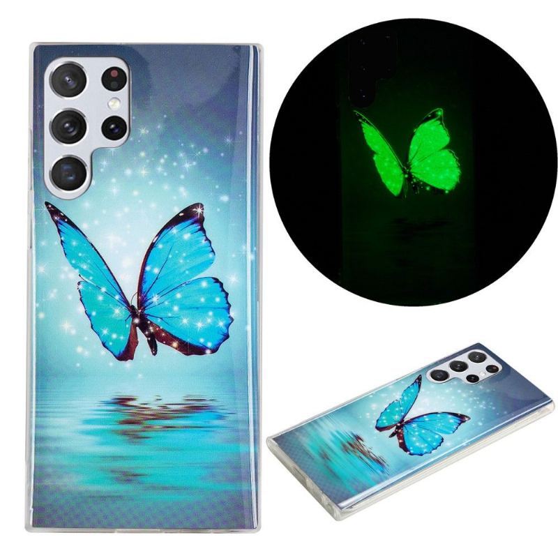 Etui do Samsung Galaxy S22 Ultra 5G Classic Luminous Blue Butterfly