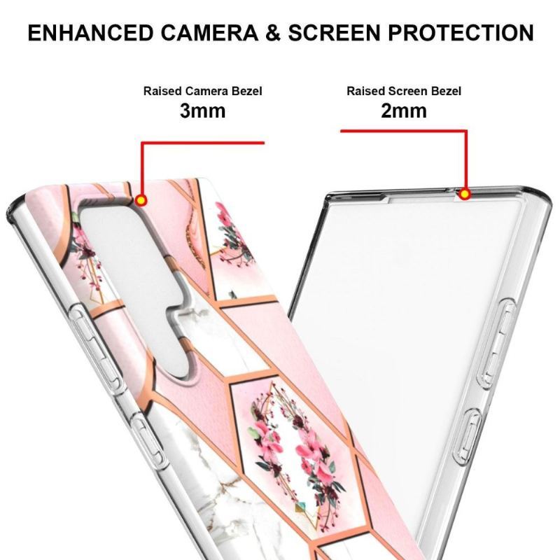 Etui do Samsung Galaxy S22 Ultra 5G Marmurowa I Kwiatowa Korona