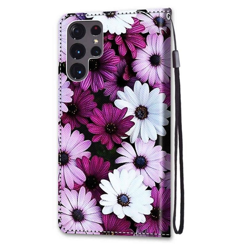 Etui Folio do Samsung Galaxy S22 Ultra 5G Classic Kolorowe Stokrotki