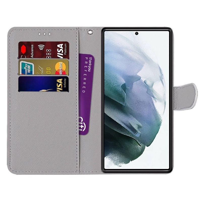 Etui Folio do Samsung Galaxy S22 Ultra 5G Classic Kolorowe Stokrotki