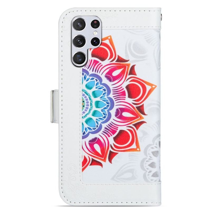 Etui Folio do Samsung Galaxy S22 Ultra 5G Classic Lady Kolorowa Mandala