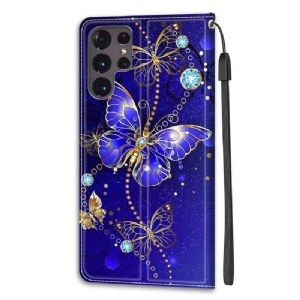 Etui Folio do Samsung Galaxy S22 Ultra 5G Fioletowy Motyl