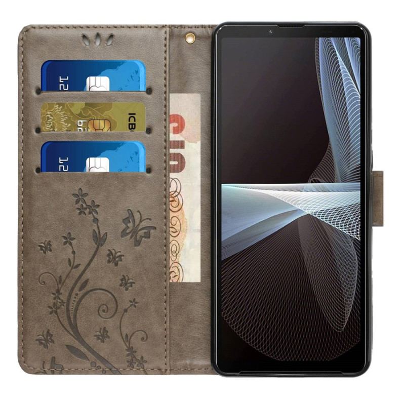 Etui Folio Do Sony Xperia 1 Vi Kwiaty I Motyle Z Paskiem