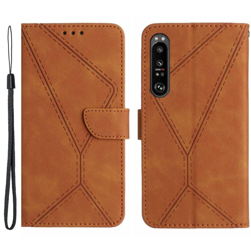 Etui Folio Do Sony Xperia 1 Vi Linie I Kropkowane Paski