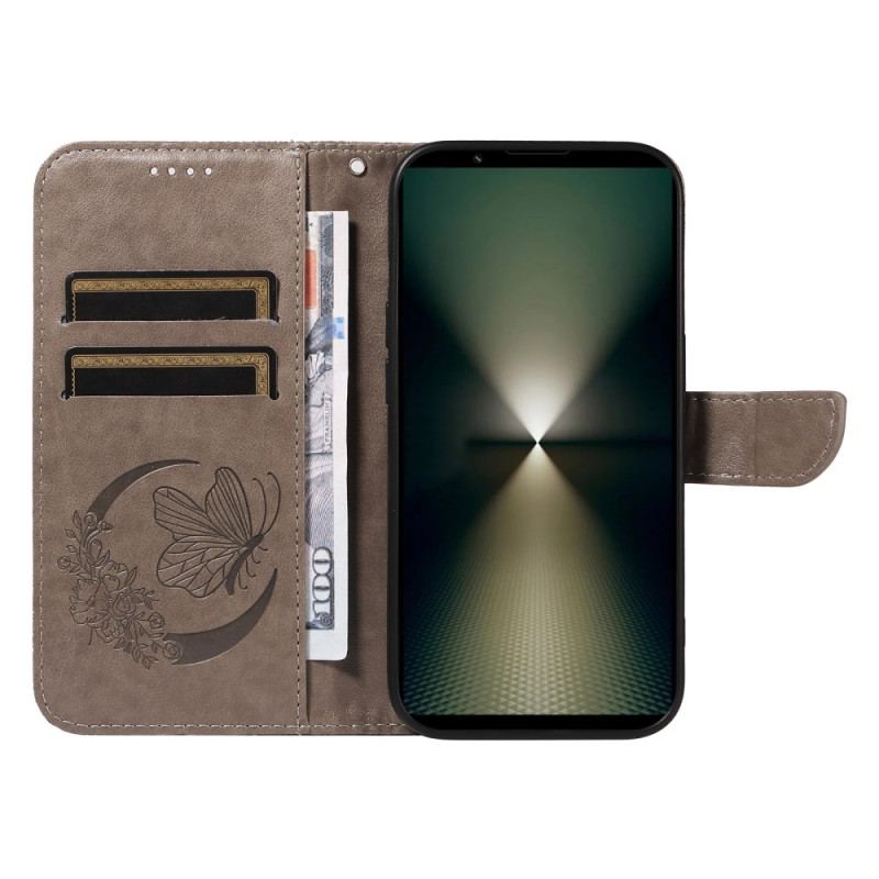 Etui Folio Do Sony Xperia 1 Vi Smycz Z Grafiką Motyla