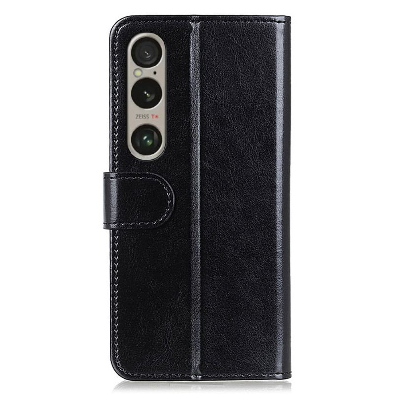 Etui Folio Sony Xperia 1 Vi Imitacja Skóry Lakierowanej Etui Ochronne