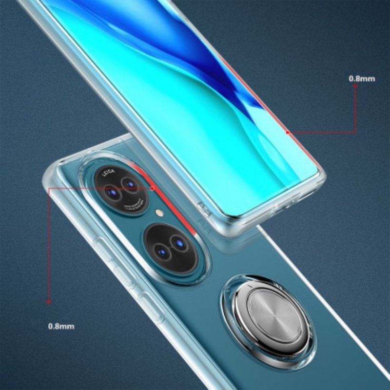 Etui do Huawei P50 Przezroczysty Prosty Metalowy Pierścień