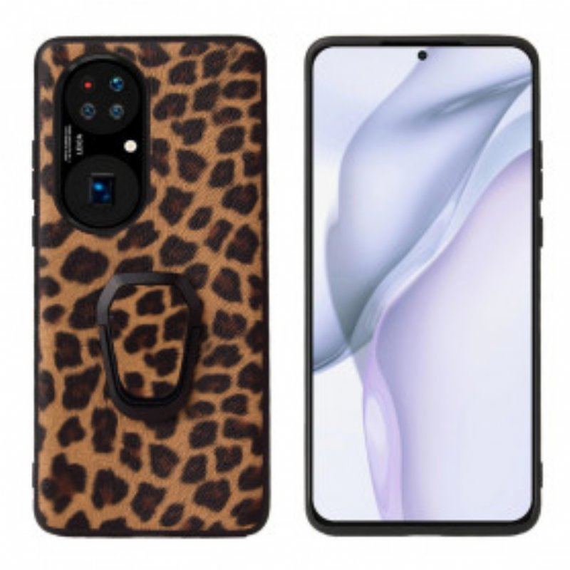 Etui do Huawei P50 Wsparcie Pierścienia W Stylu Lamparta