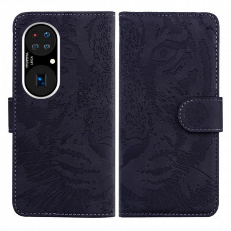 Etui Folio do Huawei P50 Nadruk Twarzy Tygrysa