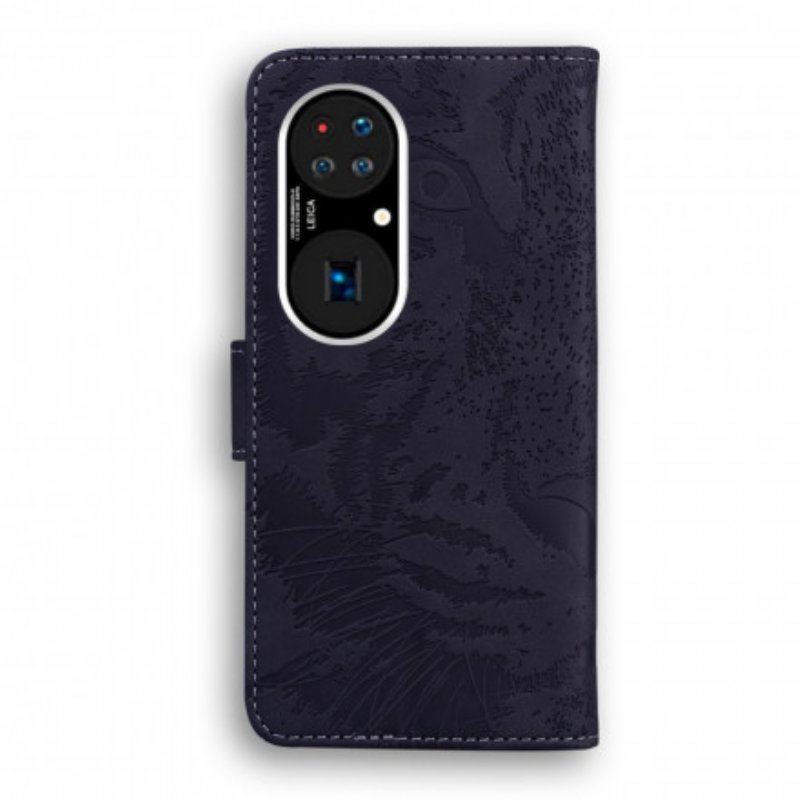 Etui Folio do Huawei P50 Nadruk Twarzy Tygrysa