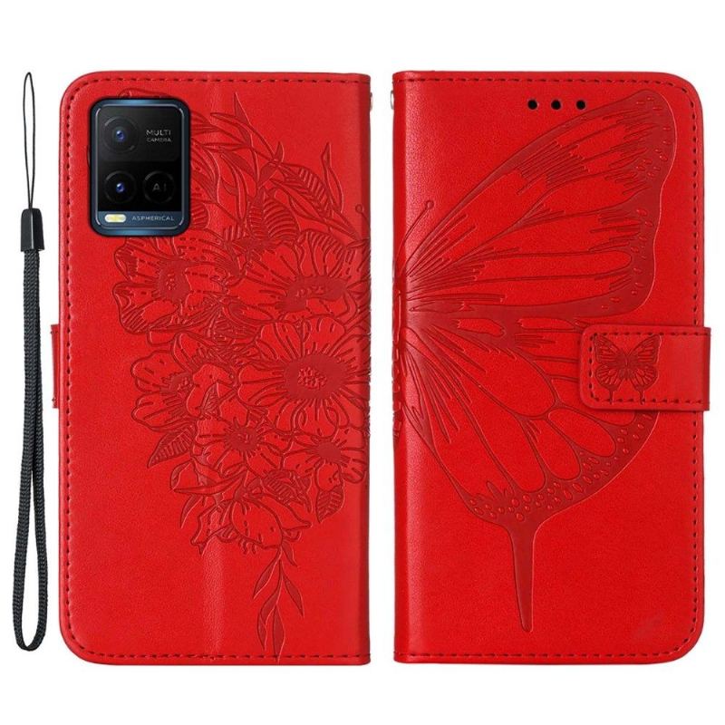 Etui Folio do Vivo Y21 / Y21s / Y33s Obrzeża Butterfly Flower Posiadacz Karty