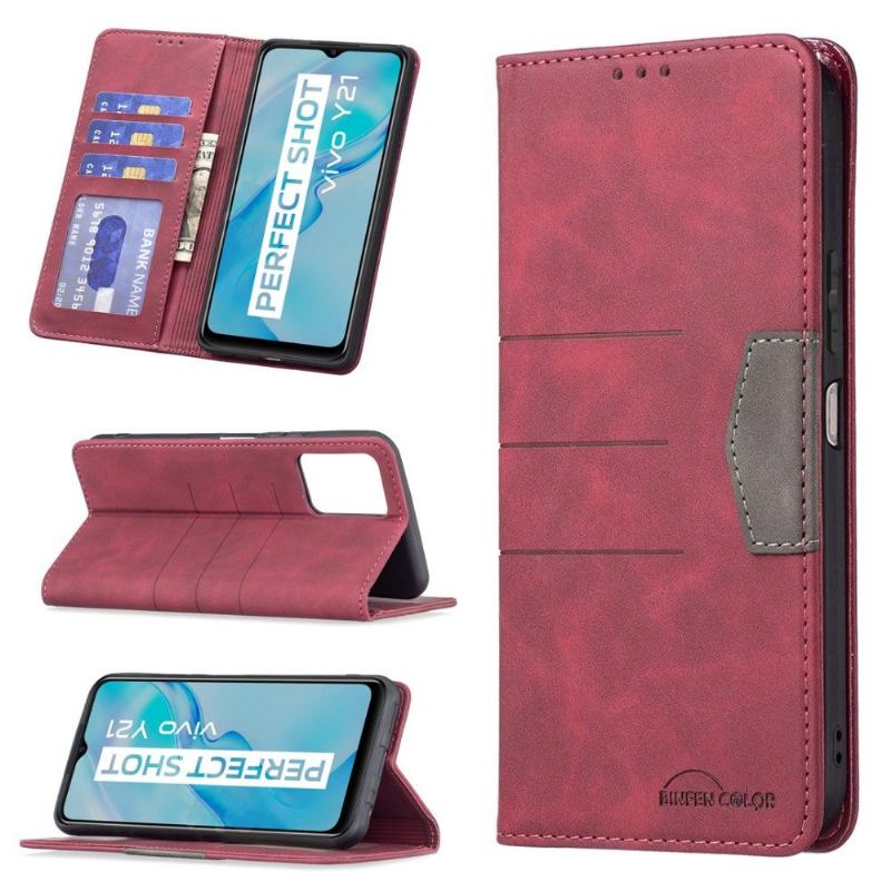 Etui Folio do Vivo Y21 / Y21s / Y33s Skórzany Futerał Binfen Kolor Flip Faux Leather