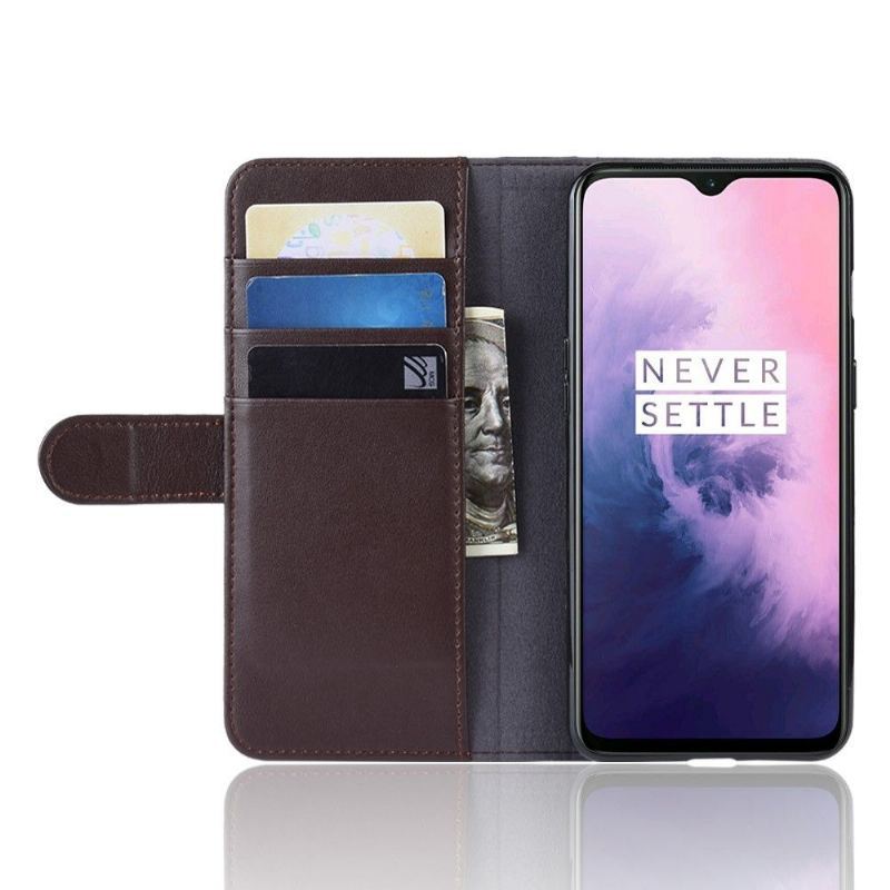 Case do OnePlus 7 Portfel Premium Skórzany Portfel - Brązowy