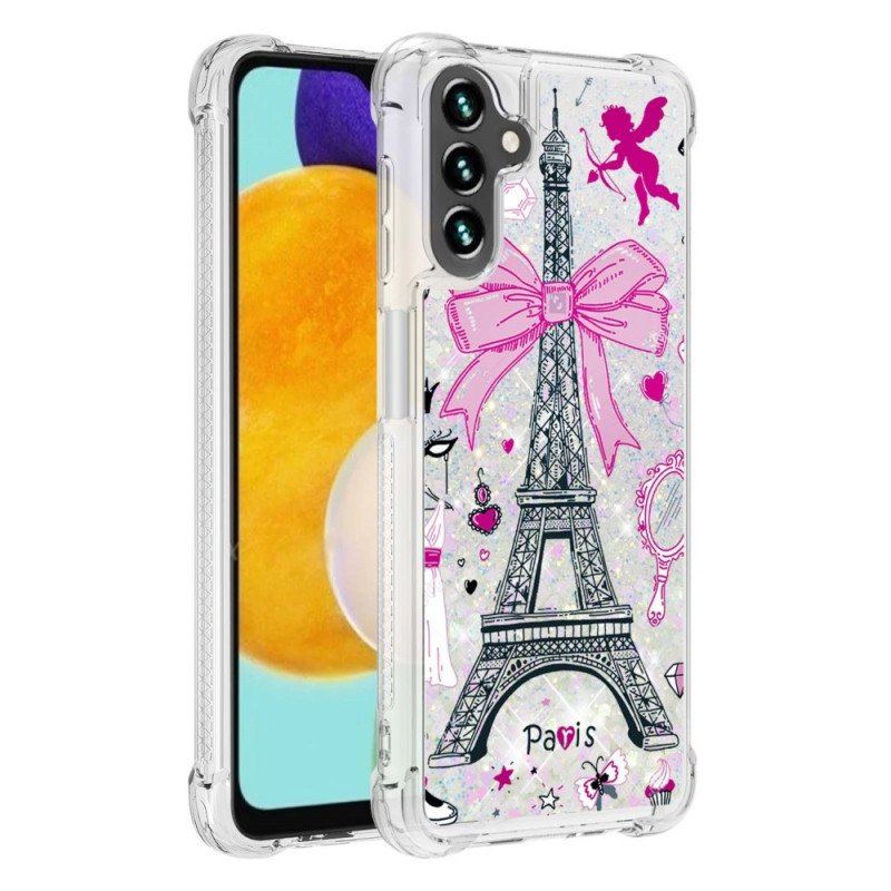 Etui do Samsung Galaxy A13 5G / A04s Cekiny Wieża Eiffla