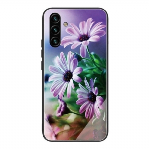 Etui do Samsung Galaxy A13 5G / A04s Kwiaty Ze Szkła Hartowanego