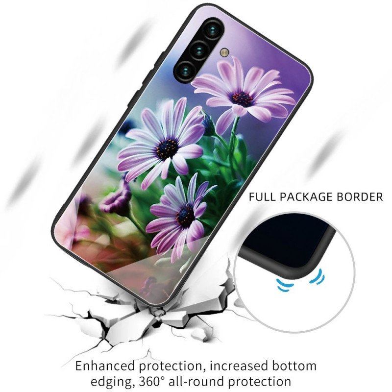 Etui do Samsung Galaxy A13 5G / A04s Kwiaty Ze Szkła Hartowanego