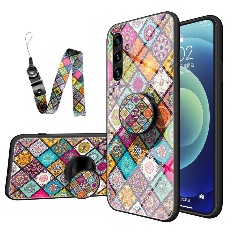 Etui do Samsung Galaxy A13 5G / A04s Patchworkowy Uchwyt Magnetyczny