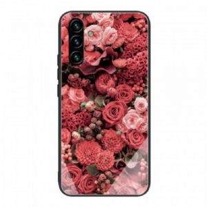 Etui do Samsung Galaxy A13 5G / A04s Szkło Hartowane W Kwiaty Róży