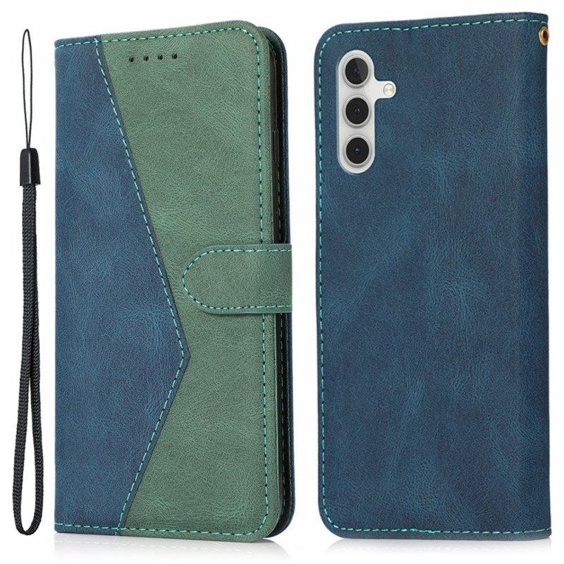 Etui Folio do Samsung Galaxy A13 5G / A04s Dwukolorowa Trójkątna Sztuczna Skóra