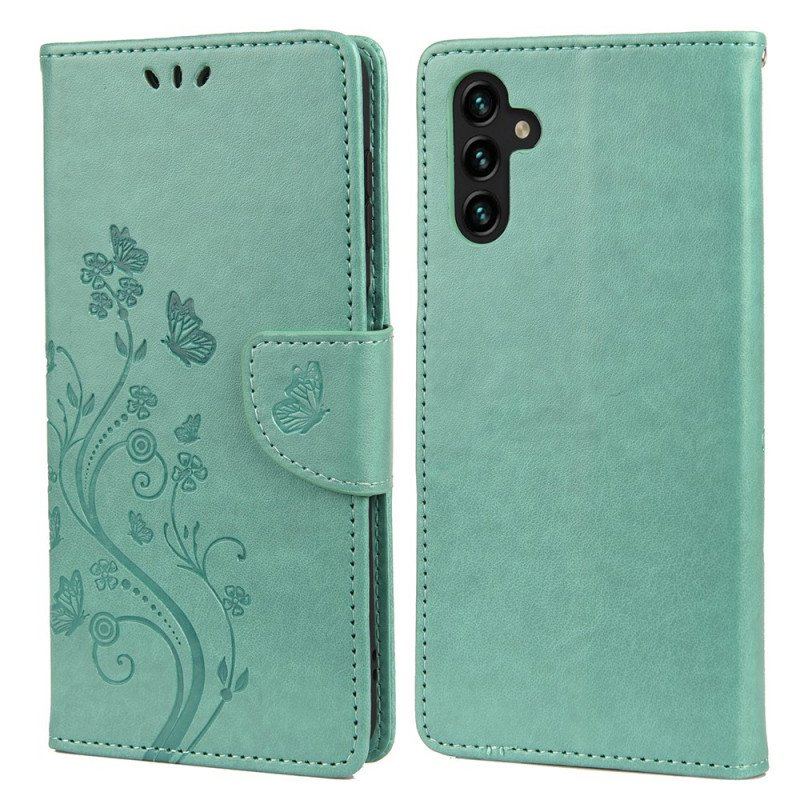 Etui Folio do Samsung Galaxy A13 5G / A04s Motyle I Kwiaty