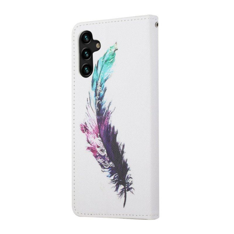 Etui Folio do Samsung Galaxy A13 5G / A04s z Łańcuch Pióro Z Smyczą