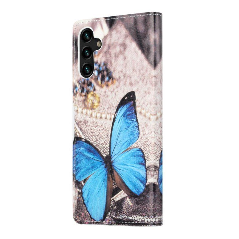 Etui Na Telefon Pokrowce do Samsung Galaxy A13 5G / A04s Niebieski Motyl