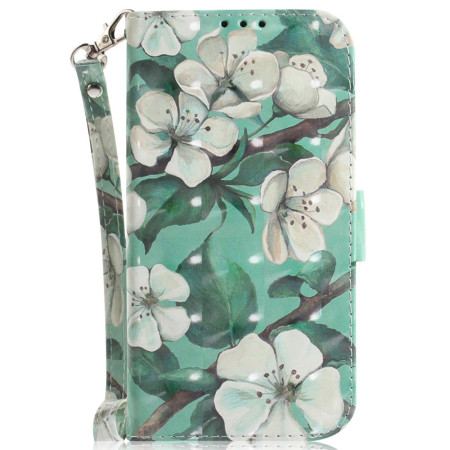 Etui Folio Do Oppo Reno 12 5g Akwarela Kwiaty Z Paskiem