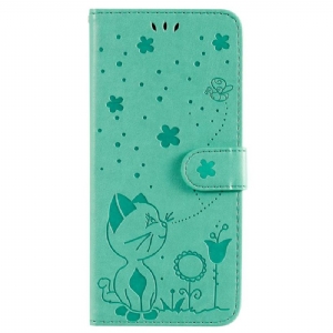 Etui Folio Oppo Reno 12 5g Pszczoła I Kot Etui Ochronne