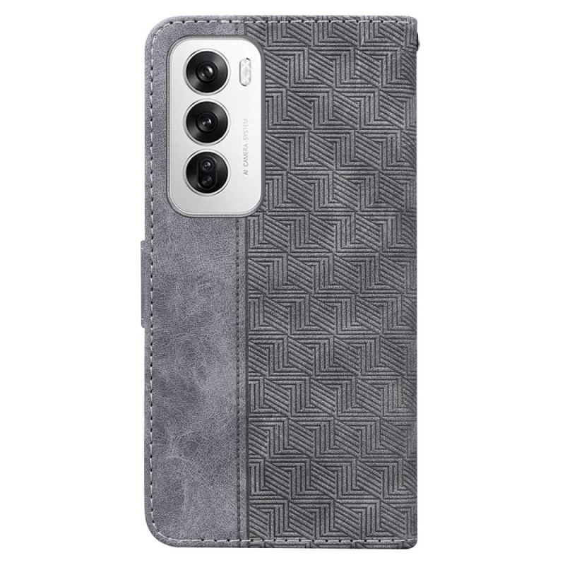 Etui Folio Oppo Reno 12 5g Tkany Wzór Na Ramiączkach