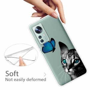 Etui do Xiaomi 12 Pro Anti-fall Niebieski Motyl Kot